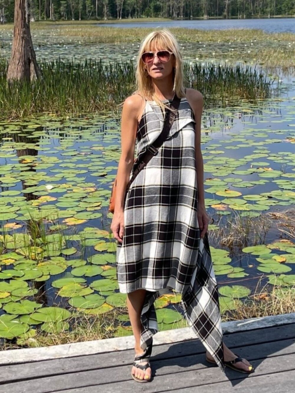 Public School Lilu Draped Plaid Dress 2 Asymmetrical Dark Academia